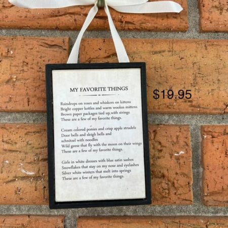 MY FAVORITE THINGS SIGN ORNAMENT