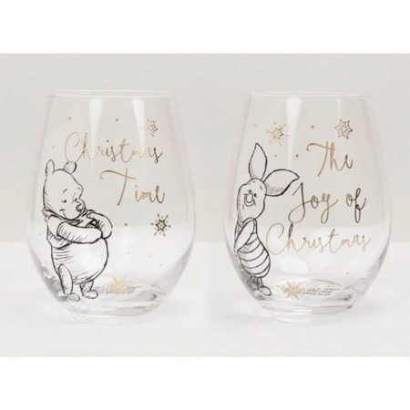 Disney Christmas Stemless Glasses Set of 2 - Winnie the Pooh and Piglet