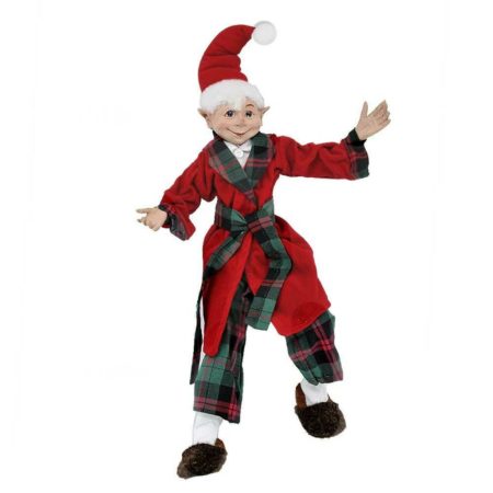 Red Tartan Bedtime Morpheus Christmas Elf - 42.5cm