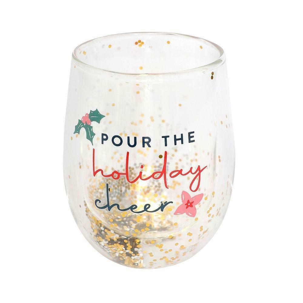 Christmas - Holiday Cheer Sparkly Glass