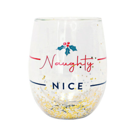 Christmas Naughty Nice Sparkly Glass