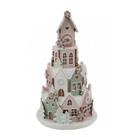 GINGERBREAD HOUSE PINK LED
