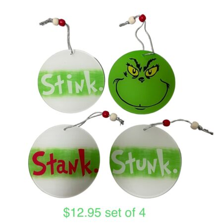 Green elf acrylic hangers 4 pack 10cm