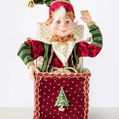 ELF IN A BOX BURG/GREEN 25CM