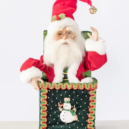 SANTA IN A BOX RED/GREEN 25CM