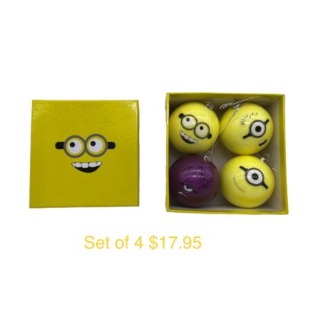 Yellow friends baubles 4 pack
