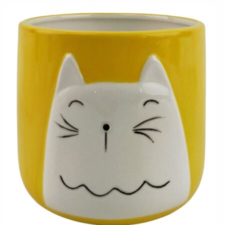 Cute Cat Planter Yellow Sm