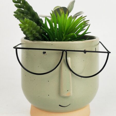 Blake with Glasses Short Planter Green