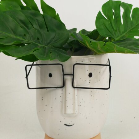 Blake with Glasses Tall Planter White
