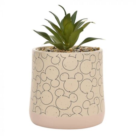 DISNEY HOME: MICKEY CERAMIC PLANTER WITH FAUX PLANT
