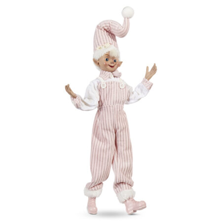 RAZ Jingle & Cocoa - 40cm/16" Pink Stripe Posable Elf