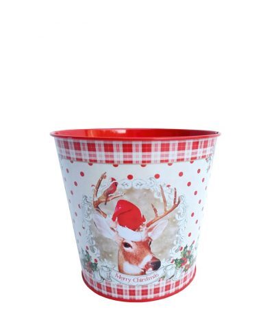 Retro Tin Bucket Reindeer