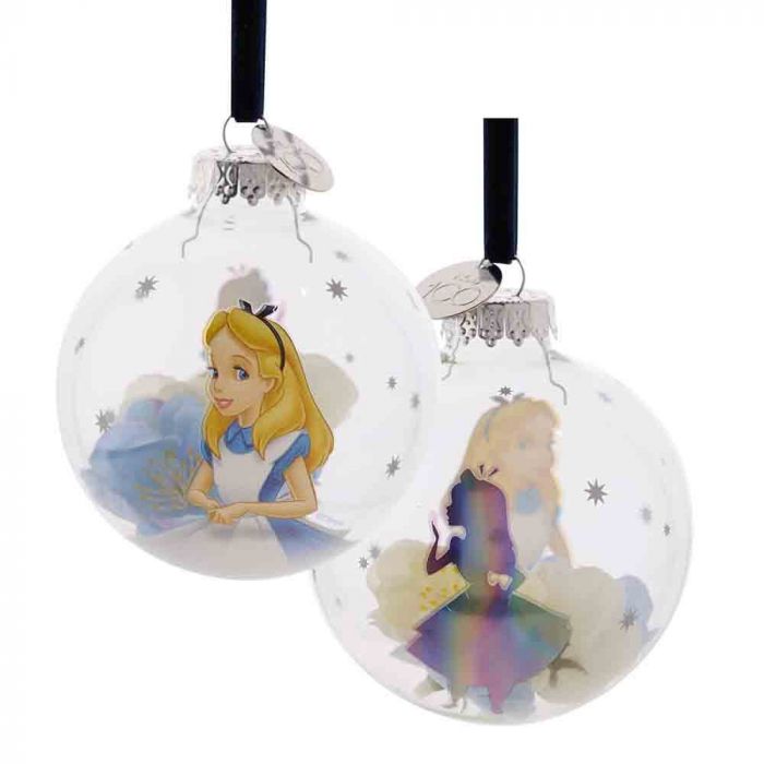 DISNEY 100 CHRISTMAS GLASS BAUBLE ALICE IN WONDERLAND - Image 2