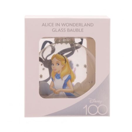 DISNEY 100 CHRISTMAS GLASS BAUBLE ALICE IN WONDERLAND