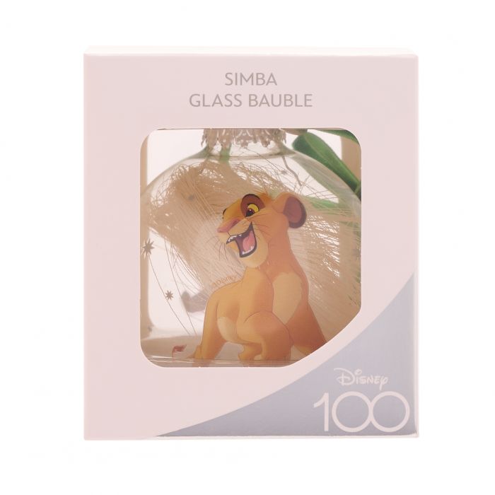 DISNEY 100 CHRISTMAS GLASS BAUBLE SIMBA