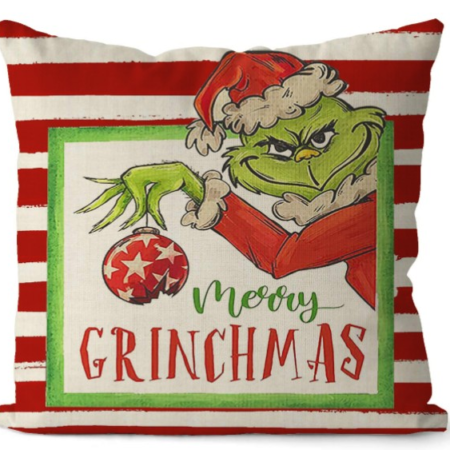 RED STRIPE GRINCHMAS CUSHION
