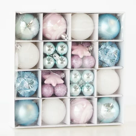 ORNAMENT ASSORTMENT BLUE/PINK 42PCS