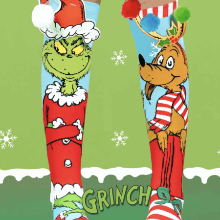 grinch and max Mad Mai pom pom socks